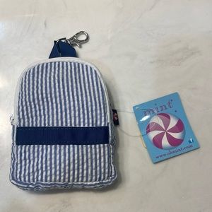Mint Navy Seersucker Teeny Tiny Backpack